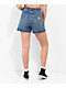 Empyre Tori Sk8 Pleated Blue Denim Skate Shorts - Thumbnail image 2 of 5