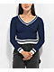 Ethos Blue Long Sleeve Crop Sweater