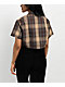 FB County Checker Brown Zip Crop Short Sleeve Shirt - Thumbnail image 2 of 3