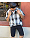 FB County Checker Grey Half Zip Short Sleeve Flannel Shirt - Thumbnail image 4 of 4