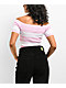 FB County Off Shoulder Pink Stripe Crop T-Shirt - Thumbnail image 2 of 4