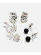 Fantas Eyes Dice & Skull Silver 3 Pack Stud Earrings - Thumbnail image 1 of 2