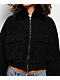 Faux Fur Black Corduroy Crop Bomber Jacket - Thumbnail image 4 of 6