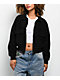Faux Fur Black Corduroy Crop Bomber Jacket - Thumbnail image 6 of 6