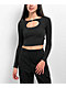 Fivestar Cutout Black Long Sleeve Crop Top - Thumbnail image 1 of 3