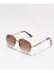 Frameless Brown & Gold Aviator Sunglasses