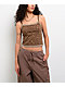 Freeworld Evelyn Lace Cheetah Brown Crop Tank Top - Thumbnail image 1 of 3