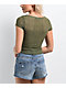 Freeworld Fancy Lace Olive Top - Thumbnail image 2 of 3
