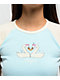 Freeworld Pammie Pointelle Light Blue & Cream Raglan T-Shirt - Thumbnail image 2 of 3