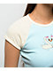 Freeworld Pammie Pointelle Light Blue & Cream Raglan T-Shirt - Thumbnail image 3 of 3
