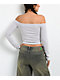 Freeworld Serenity Off Shoulder Grey & White Stripe Long Sleeve Crop T-Shirt - Thumbnail image 2 of 3