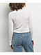 Freeworld Thea Pointelle Bow White & Pink Crop Thermal Long Sleeve T-Shirt - Thumbnail image 2 of 3