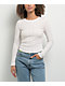 Freeworld Thea Pointelle Bow White & Pink Crop Thermal Long Sleeve T-Shirt - Thumbnail image 1 of 3
