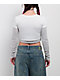 French Twist White & Grey 2fer Thermal Long Sleeve T-Shirt - Thumbnail image 2 of 4