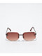 Gafas de sol rectangulares Y2K Pink Heart Bling