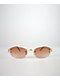 Gold & Brown Oval Frameless Sunglasses - Thumbnail image 2 of 2