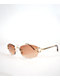 Gold & Brown Oval Frameless Sunglasses - Thumbnail image 1 of 2