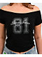 Guess Jeans 81 Off Shoulder Black Crop T-Shirt - Thumbnail image 3 of 4