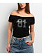 Guess Jeans 81 Off Shoulder Black Crop T-Shirt - Thumbnail image 4 of 4