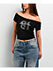 Guess Jeans 81 Off Shoulder Black Crop T-Shirt - Thumbnail image 1 of 4
