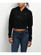 Guess Jeans Star Print Waffle Black Crop Zip Hoodie - Thumbnail image 2 of 5