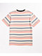 HUF Amory Coral & Blue Stripe Knit T-Shirt - Thumbnail image 2 of 3