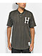 HUF Bronx Henley Mesh camiseta de béisbol marrón y blanca