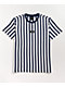 HUF Dexter Stripe Navy & White Knit T-Shirt - Thumbnail image 2 of 4