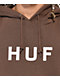 HUF Essentials OG Logo Sudadera con capucha marrón