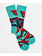 Happy Socks x Marvel Web Slinger Teal Crew Socks - Thumbnail image 1 of 2