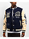 Hasta Muerte Legends Navy & Cream Letterman Jacket - Thumbnail image 1 of 9
