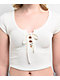 Hesperus Seamless Textured White Front Tie Crop T-Shirt - Thumbnail image 3 of 3