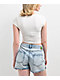 Hesperus Seamless Textured White Front Tie Crop T-Shirt - Thumbnail image 2 of 3