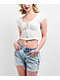 Hesperus Seamless Textured White Front Tie Crop T-Shirt - Thumbnail image 1 of 3