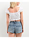 Hesperus White Woven Smocked Crop Top - Thumbnail image 2 of 3