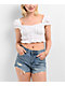 Hesperus White Woven Smocked Crop Top - Thumbnail image 1 of 3