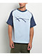 Hoddle Warped Jersey Blue & Navy Raglan T-Shirt - Thumbnail image 1 of 5