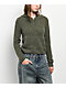 Hooked Up Green Cable Knit Crop Zip Hooded Sweater - Thumbnail image 4 of 4