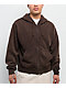 ITA Fractal Brown Wash Crop Zip Hoodie - Thumbnail image 1 of 4