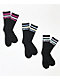 Impala Stripe Sock 3 Pack Black Crew Socks