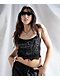 Insomnia Blessed Rhinestone Black Crop Tank Top - Thumbnail image 10 of 12