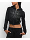 Insomnia Visuals Centerpiece Rhinestone Black Crop Zip Hoodie - Thumbnail image 1 of 5