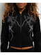 Insomnia Visuals Chains Rhinestone Black Crop Zip Hoodie - Thumbnail image 3 of 6
