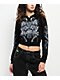 Insomnia Visuals Crucifix Rhinestone Black Crop Zip Hoodie - Thumbnail image 1 of 7