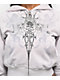 Insomnia Visuals Double Cross Rhinestone Grey Crop Zip Hoodie - Thumbnail image 3 of 9