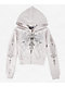 Insomnia Visuals Double Cross Rhinestone Grey Crop Zip Hoodie - Thumbnail image 8 of 9