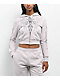 Insomnia Visuals Double Cross Rhinestone Grey Crop Zip Hoodie - Thumbnail image 1 of 9