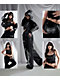 Insomnia Visuals Eternal Rhinestone Black Wash Zip Hoodie - Thumbnail image 3 of 13