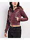 Insomnia Visuals Fever Red Wash Crop Zip Hoodie - Thumbnail image 7 of 7