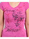Insomnia Visuals Lovers Rhinestone Pink V-Neck T-Shirt - Thumbnail image 3 of 5